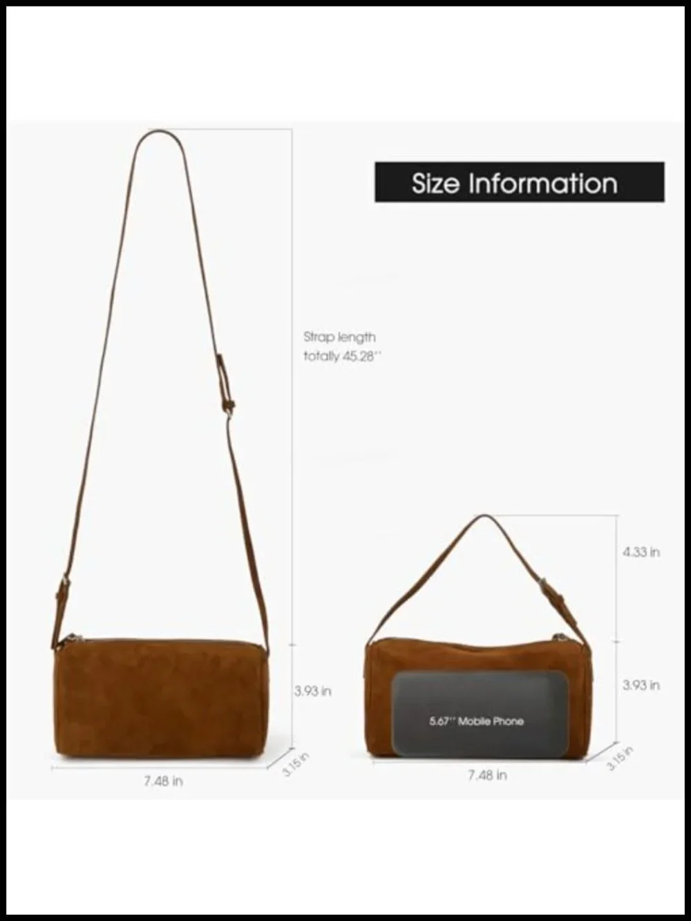 Suede Leather Crossbody Hobo Bag with Adjustable Strap